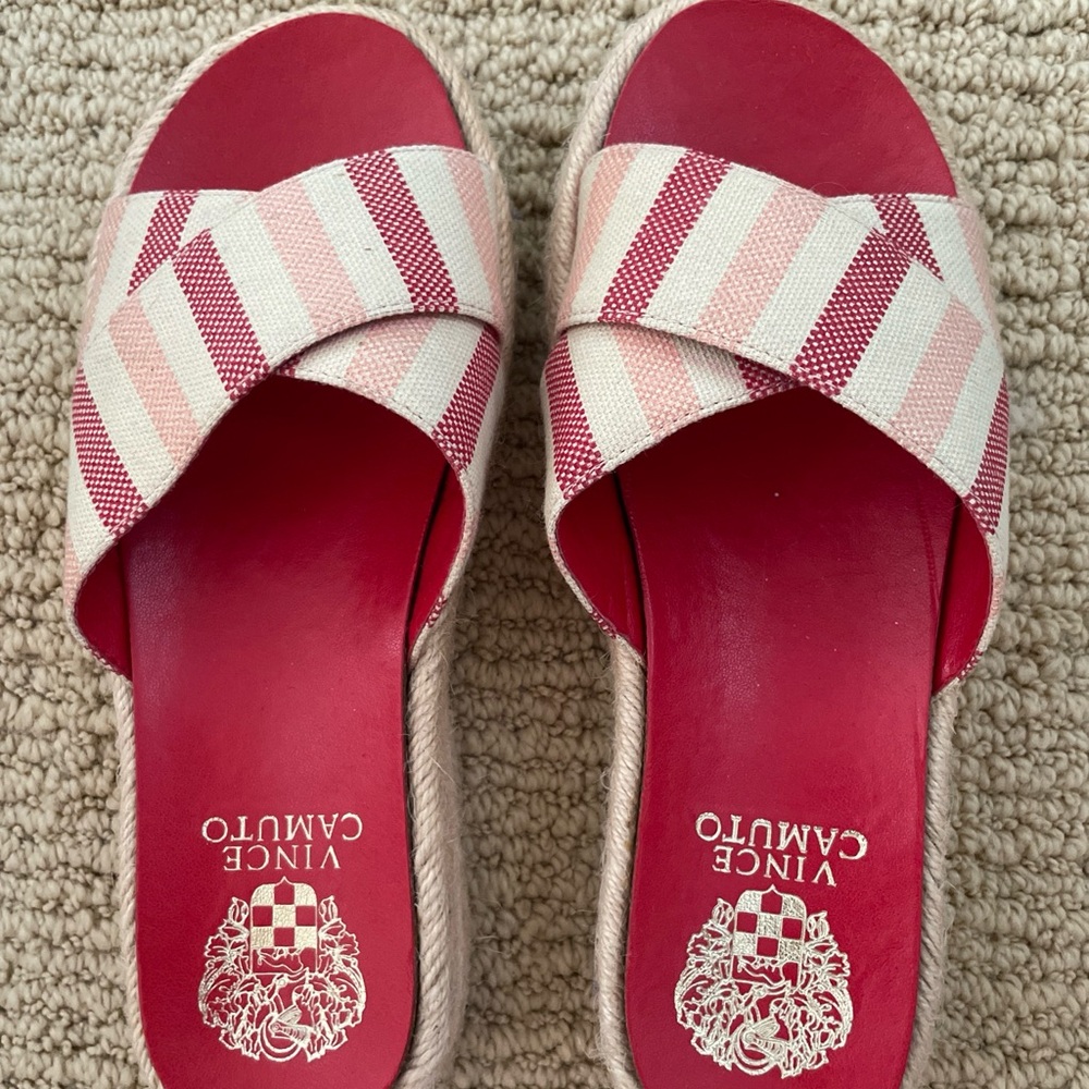 Vince Camuto Women's Carran Canvas Espadrille Platform Slip On Sandals Size 5.5